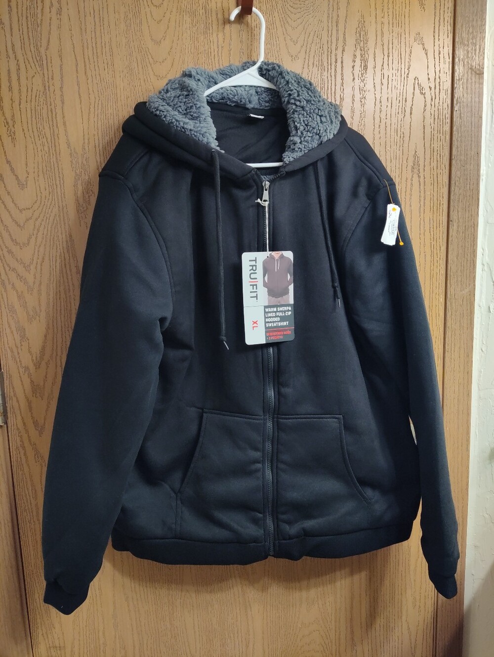 Trukfit Black Hoodie with Gray Sherpa Lining XL